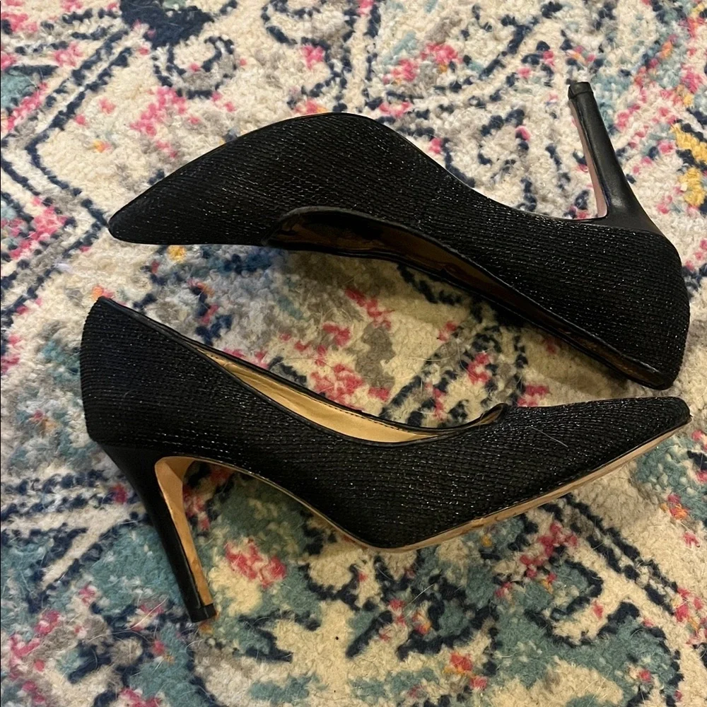 ANTONIO MELANI Black Textured Heels - Picture 2 of 5